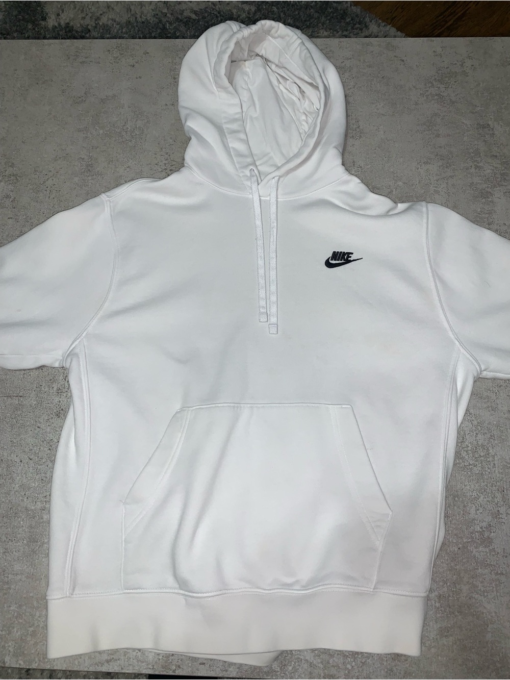 Nike White Pullover Hoodie with Small Black Swoosh